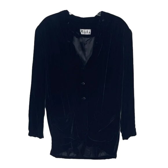 🆕 MIEKA Vintage Black Velvet Blazer Size M - Picture 1 of 4